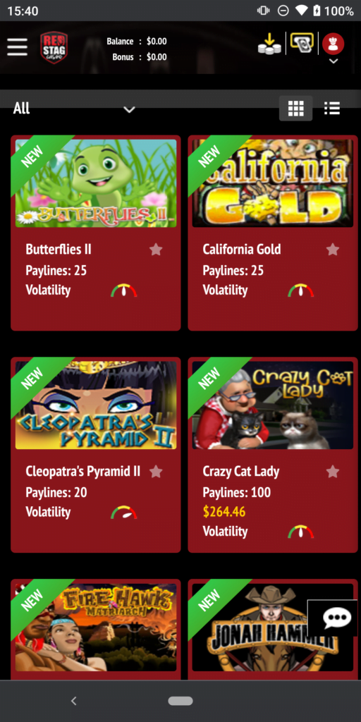 red stag casino games