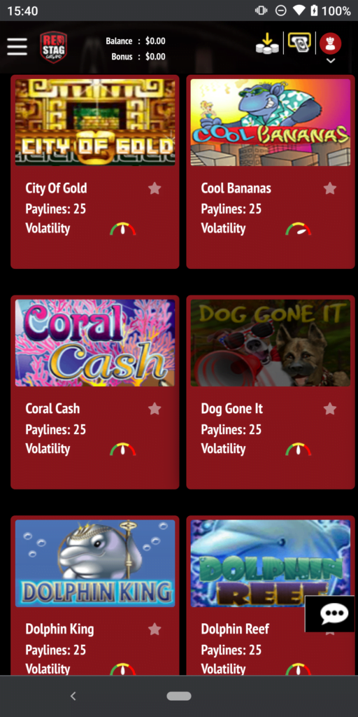 red stag casino games